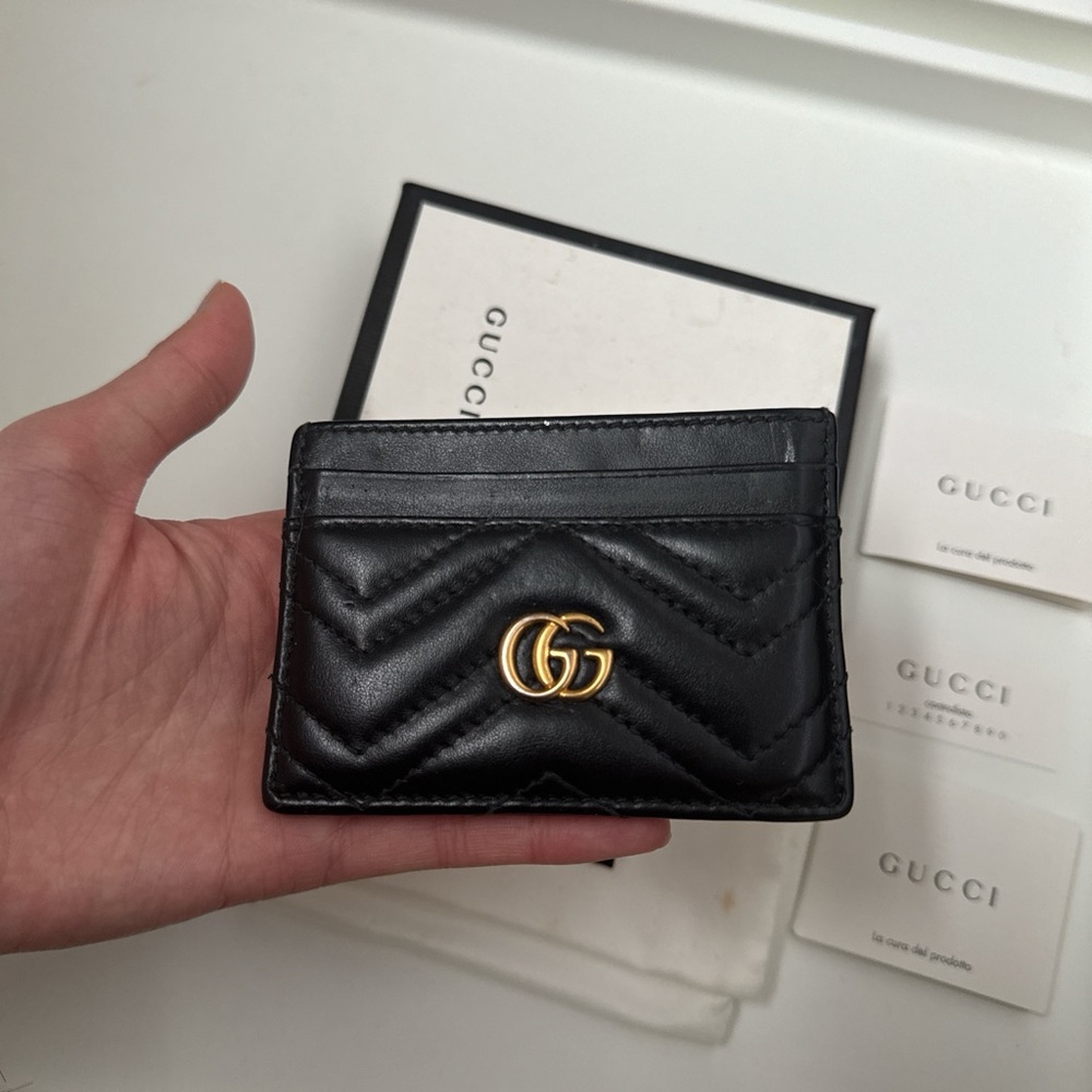 Gucci Black and Gold Key Card Holder